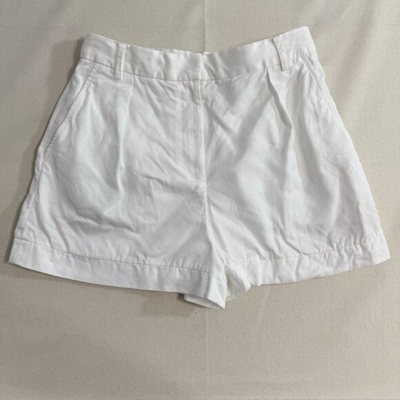 Tibi High Rise Shorts Womens Size 4 White Lightweight 100% Lyocell - Picture 1 of 8
